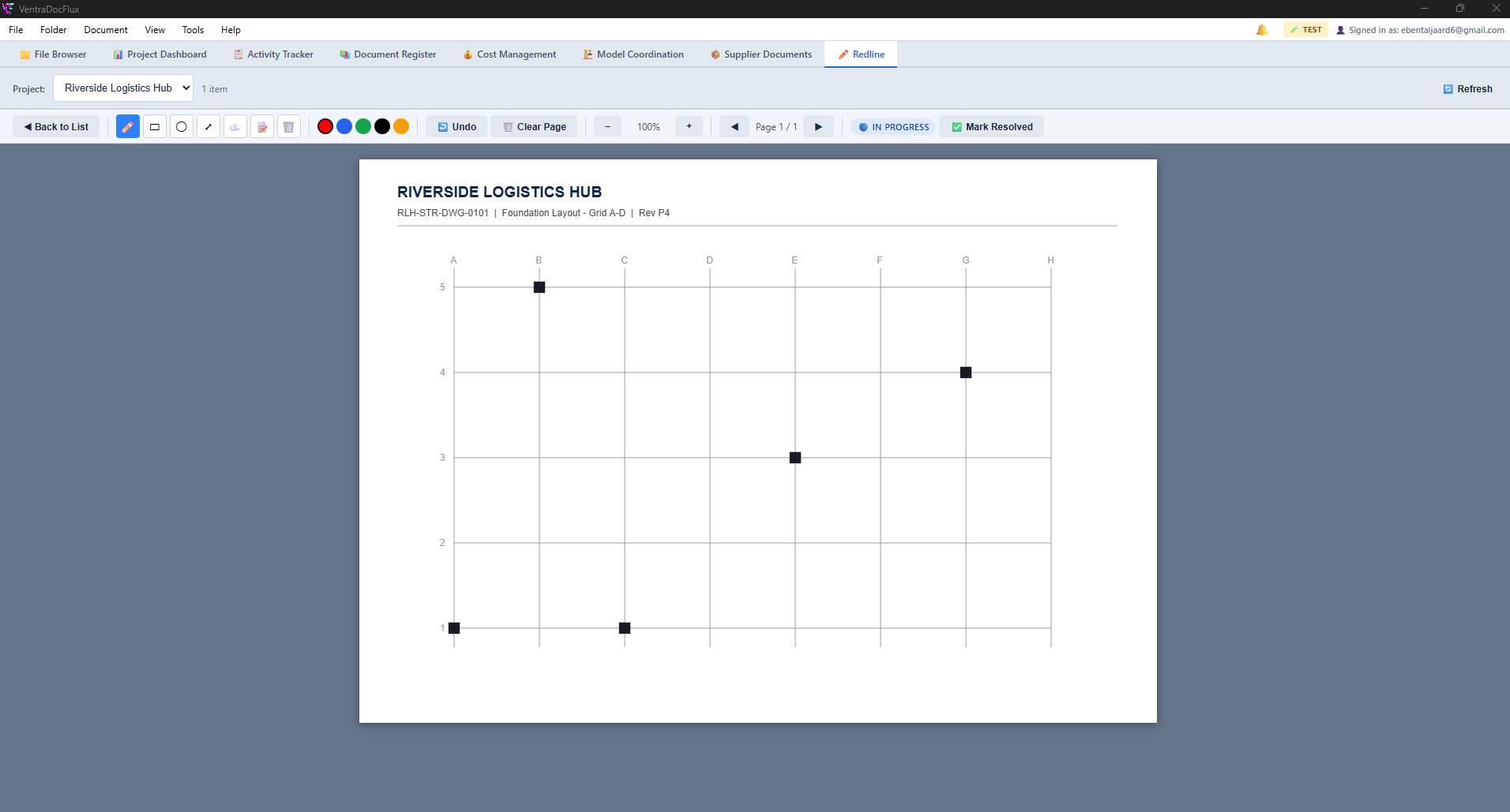 VentraDocFlux Redline showing a published PDF with markup tools